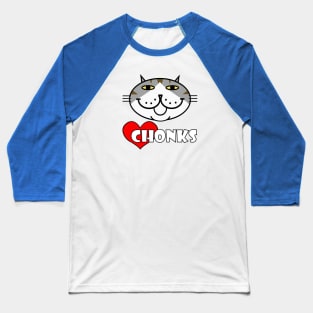 Heart Chonks - Grey and White Cat Baseball T-Shirt